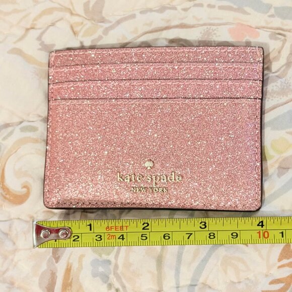 Kate Spade Lola Glitter Small Slim Card Holder - Pink Rose - Picture 1 of 6